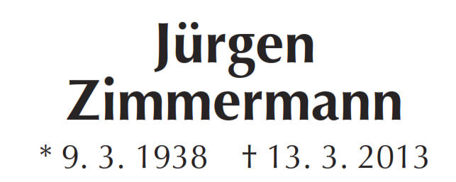 Jürrgen Zimmermann gestorben